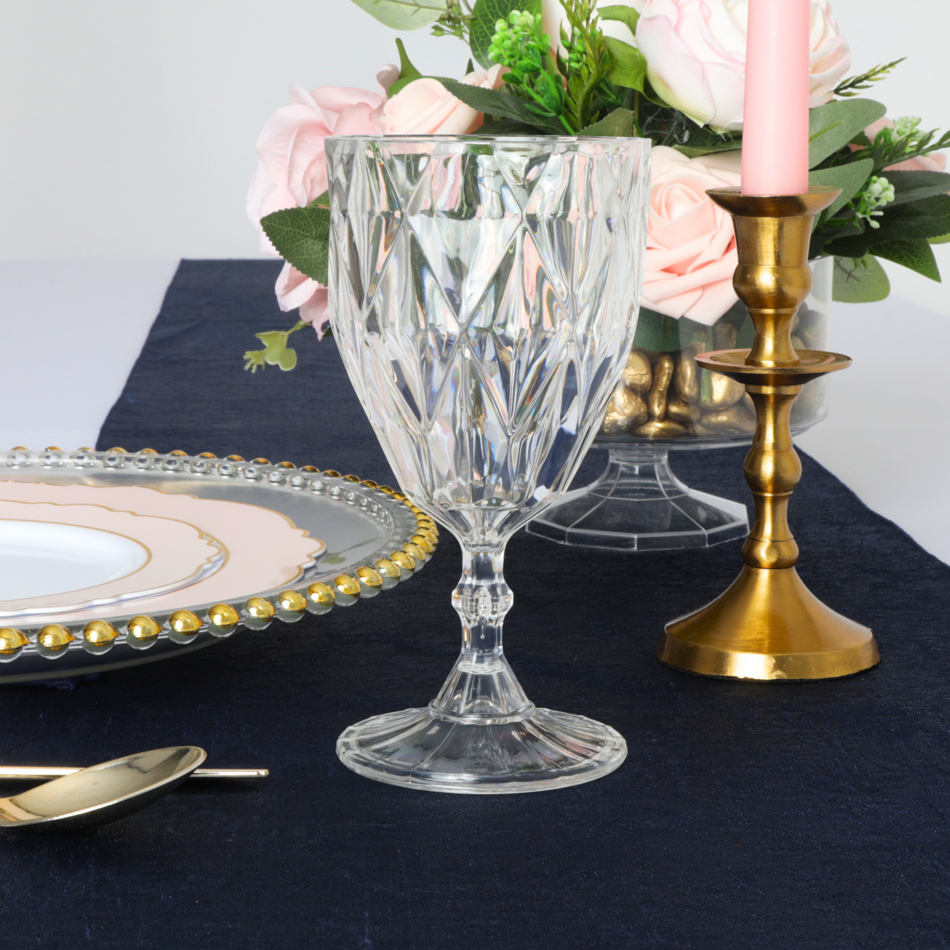 detail view of Clear Vintage Acrylic Goblets (6 pcs/pk)