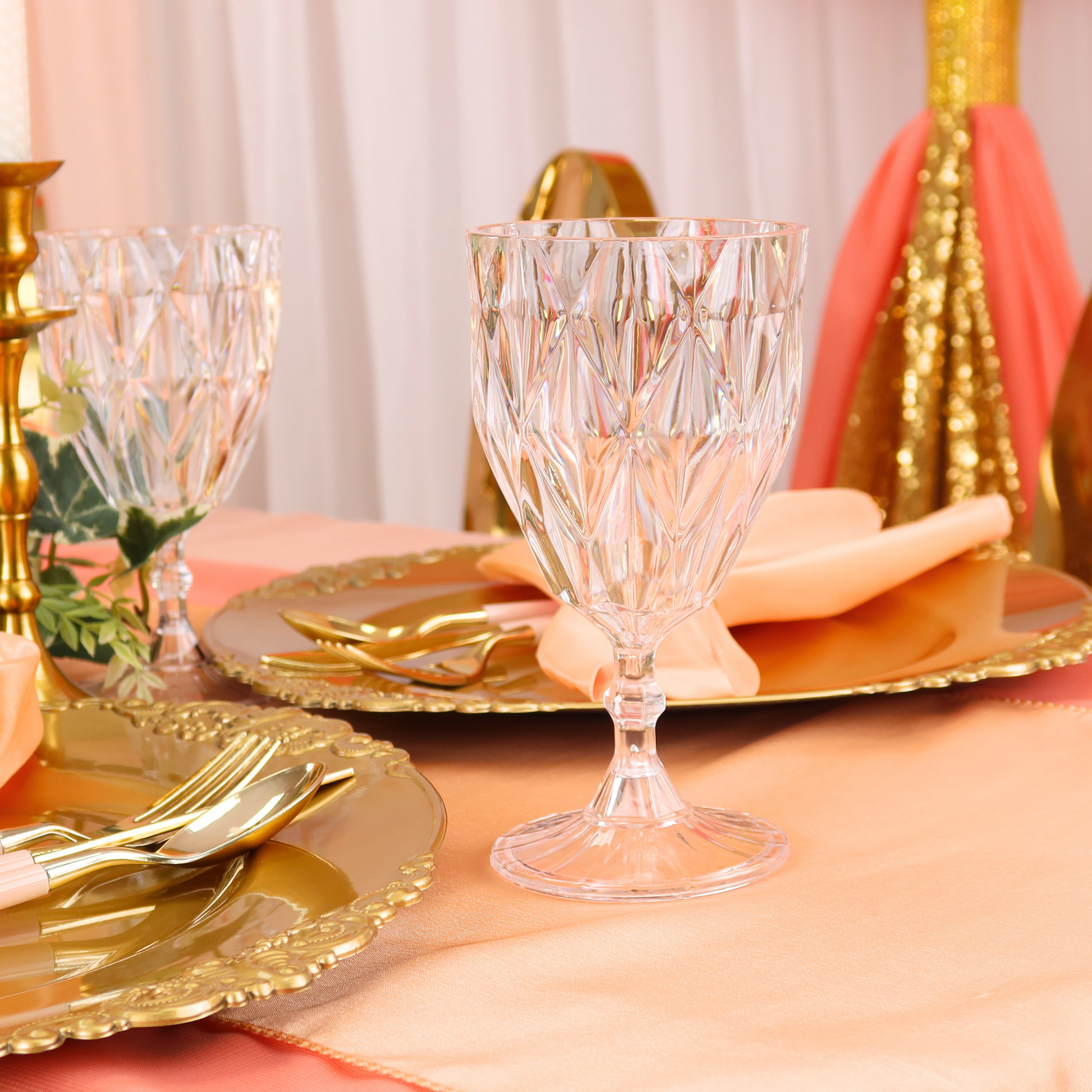 close up table mockup with Clear Vintage Acrylic Goblets (6 pcs/pk)