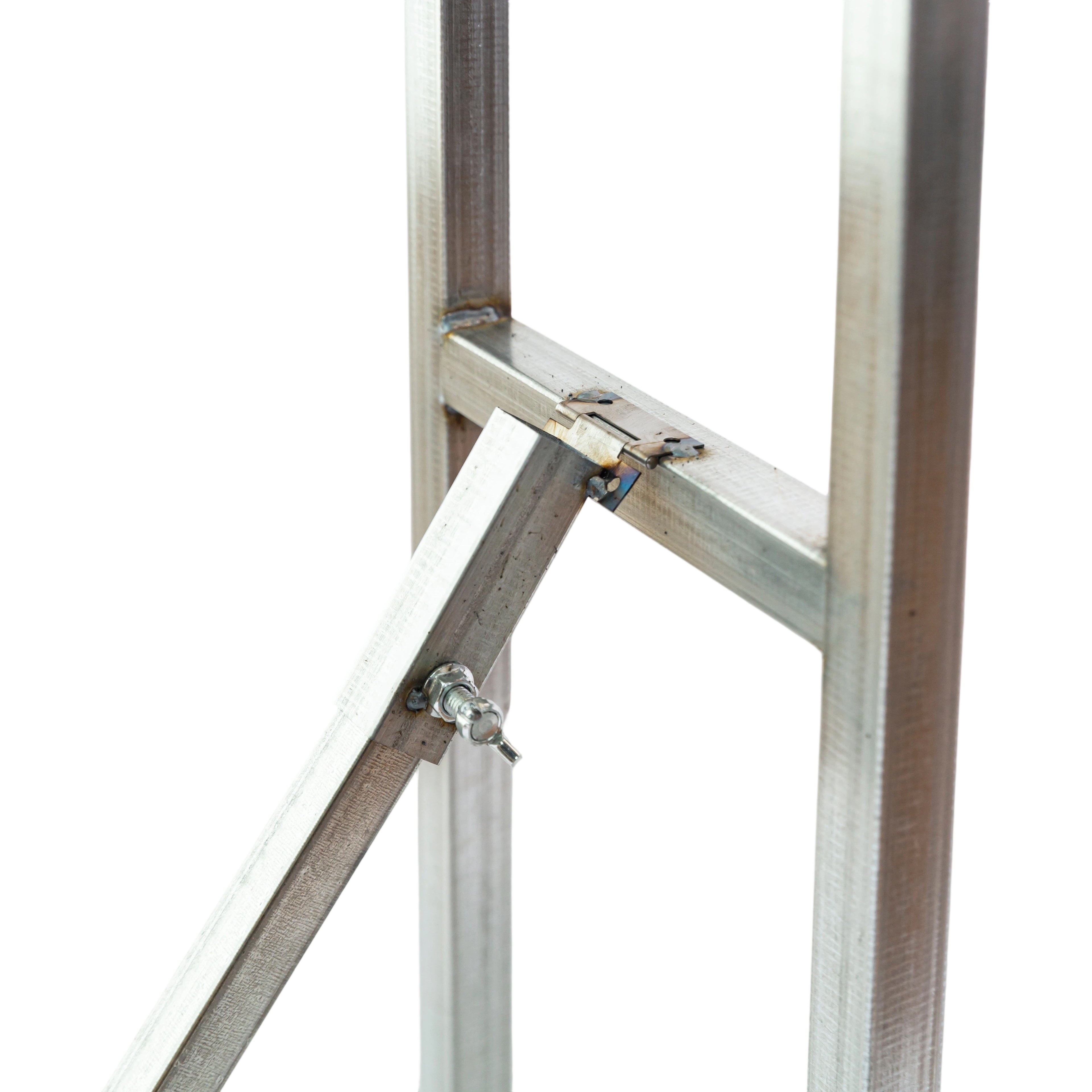 Collapsible Adjustable Height Backdrop Support Stand Silver connector close up
