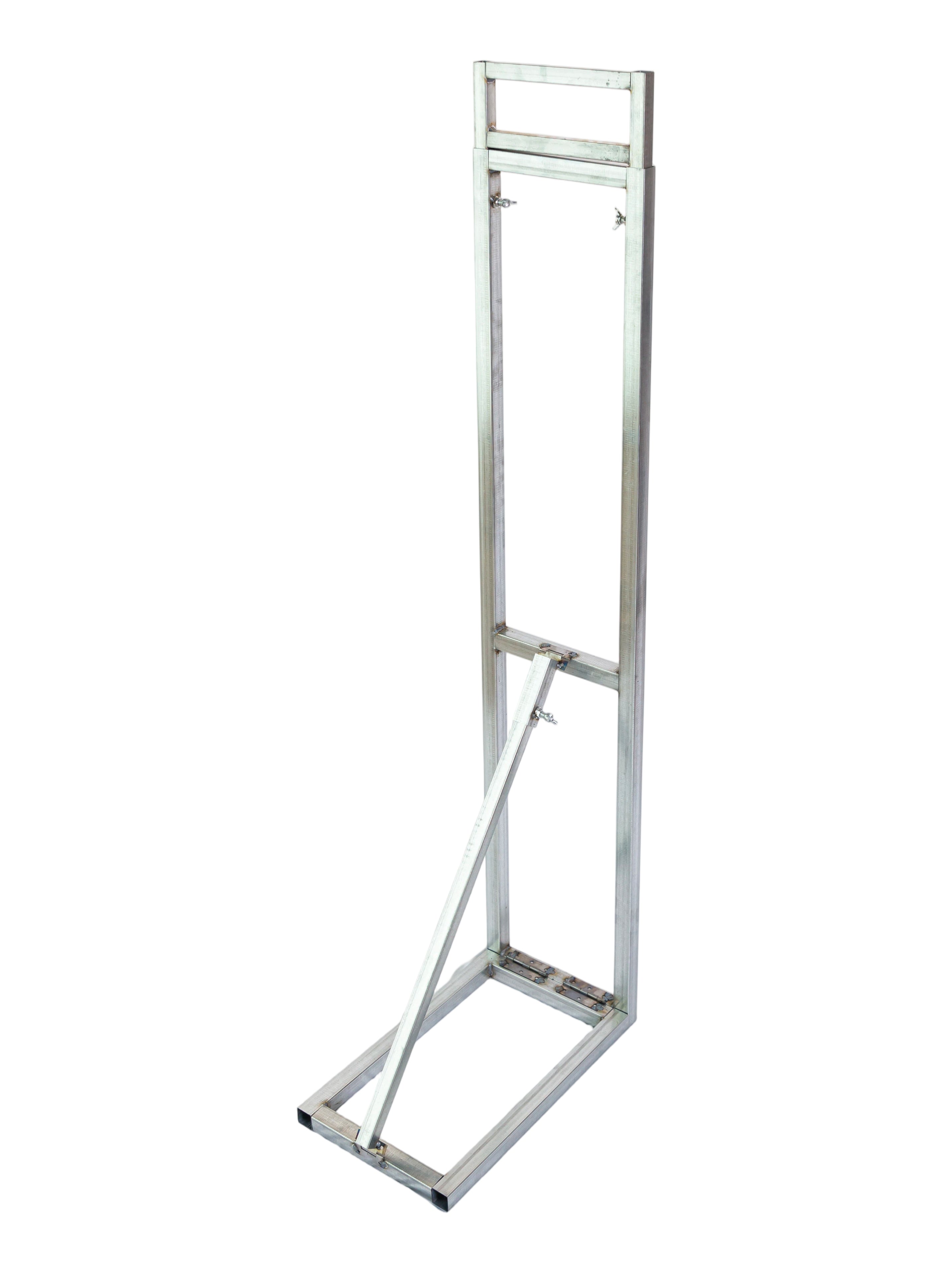 Collapsible Adjustable Height Backdrop Support Stand Silver birdseye vie wof backside