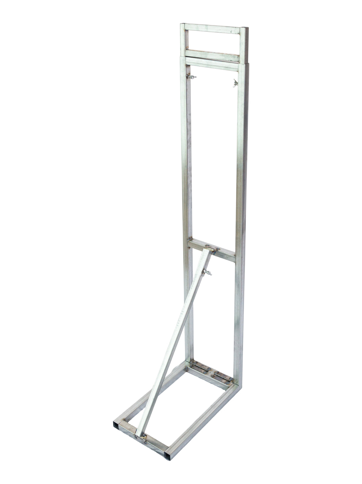Collapsible Adjustable Height Backdrop Support Stand Silver birdseye vie wof backside