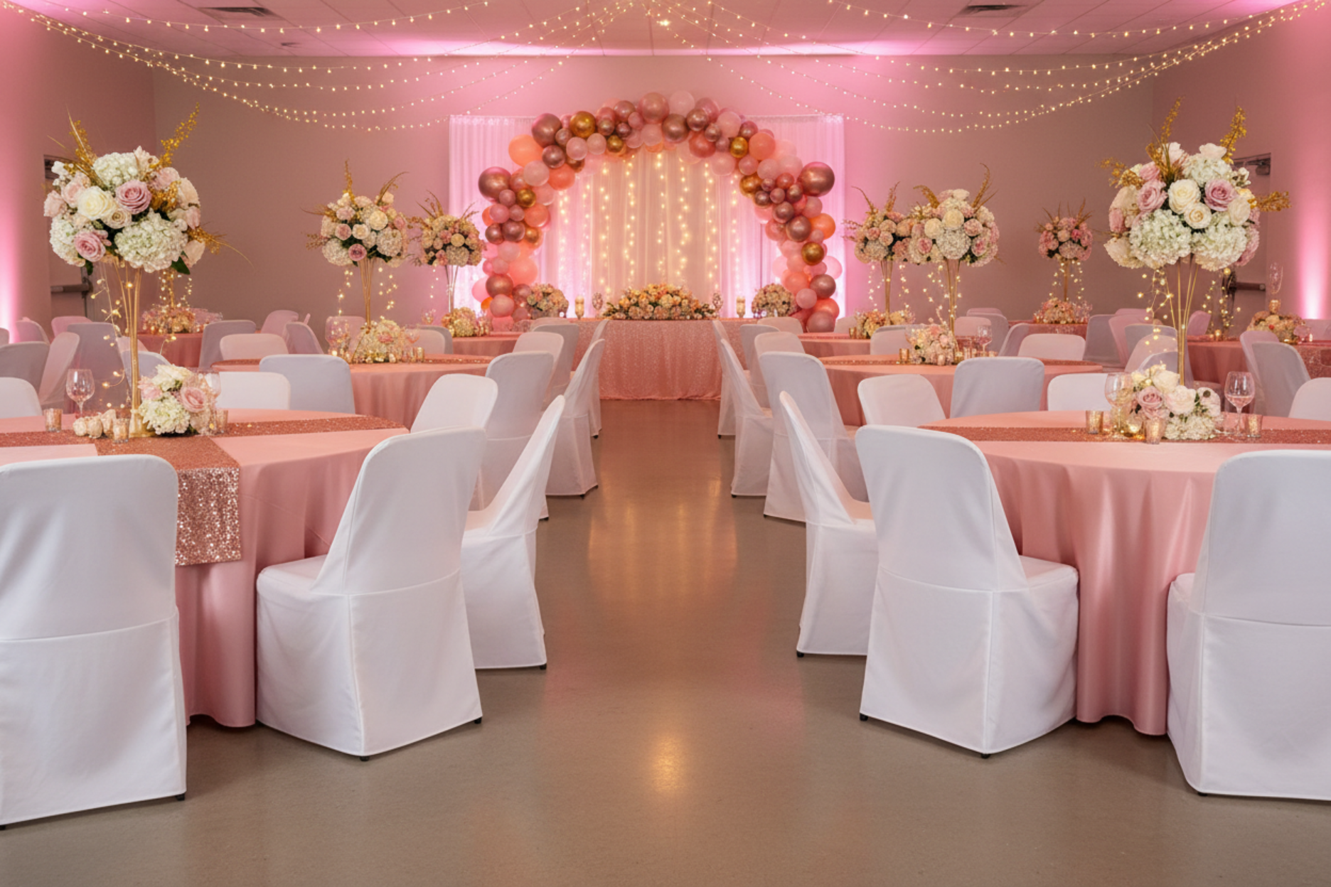 quinceañera with Contemporary LIFETIME folding chair Cover - White