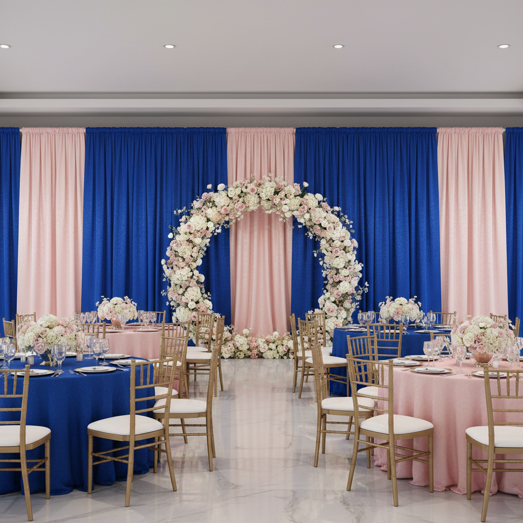 Crinkle Shimmer 10ft H x 52" W Drape/Backdrop Panel - Royal Blue