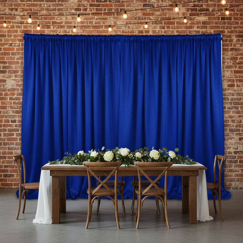 Crinkle Shimmer 10ft H x 52" W Drape/Backdrop Panel - Royal Blue