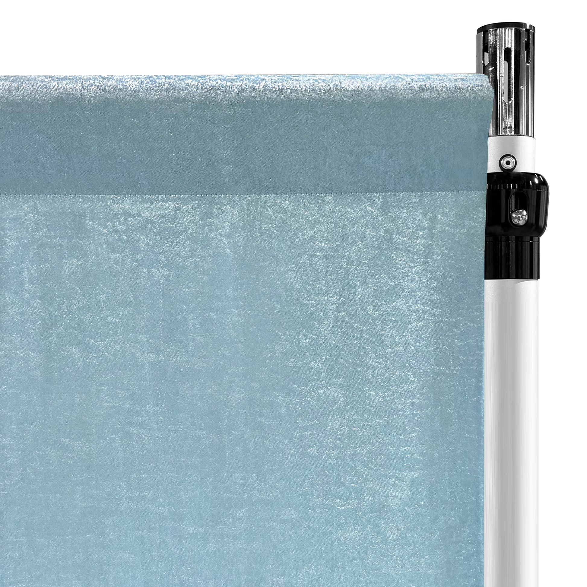 Crinkle Shimmer 10ft H x 52" W Drape/Backdrop Panel Baby Blue flat