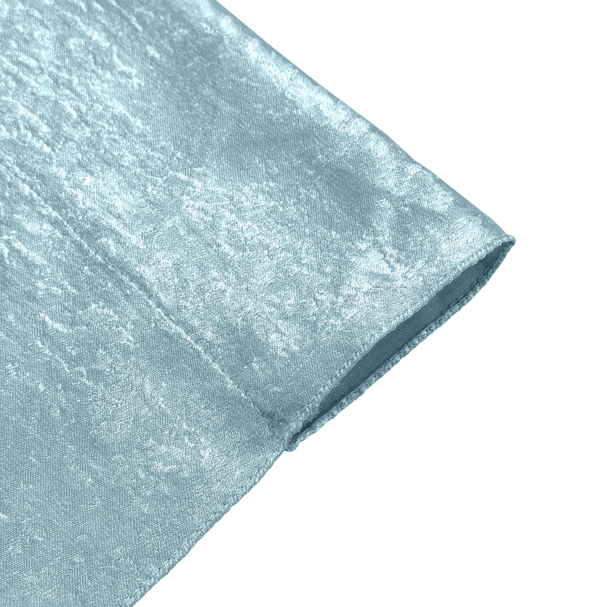 Crinkle Shimmer 10ft H x 52" W Drape/Backdrop Panel Baby Blue pocket close up