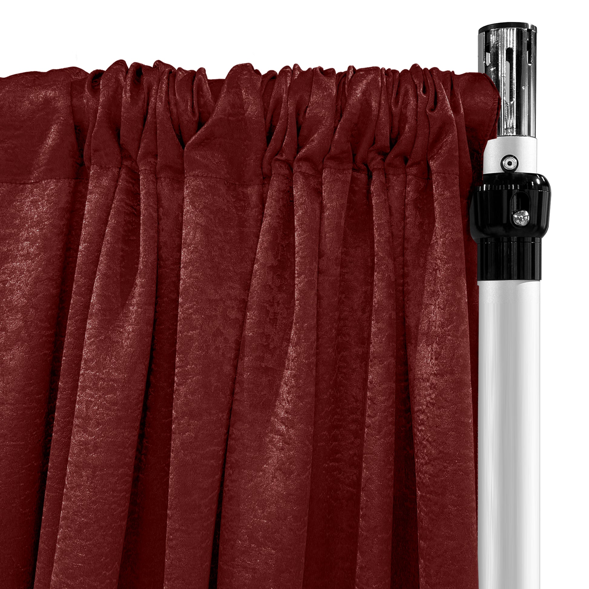 Crinkle Shimmer 10ft H x 52" W Drape/Backdrop Panel Burgundy scrunched