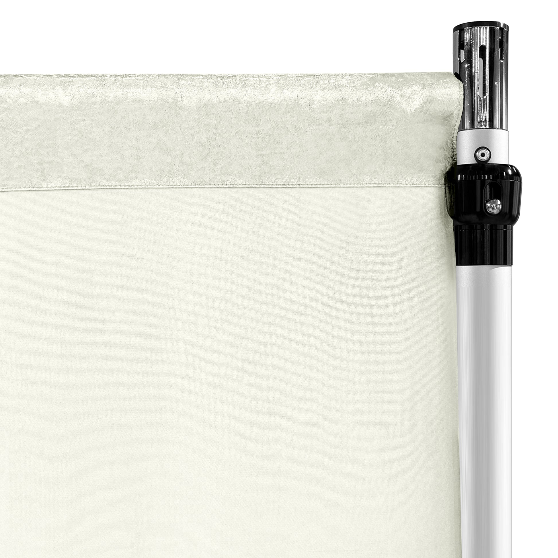 Crinkle Shimmer 10ft H x 52" W Drape/Backdrop Panel Ivory backside view