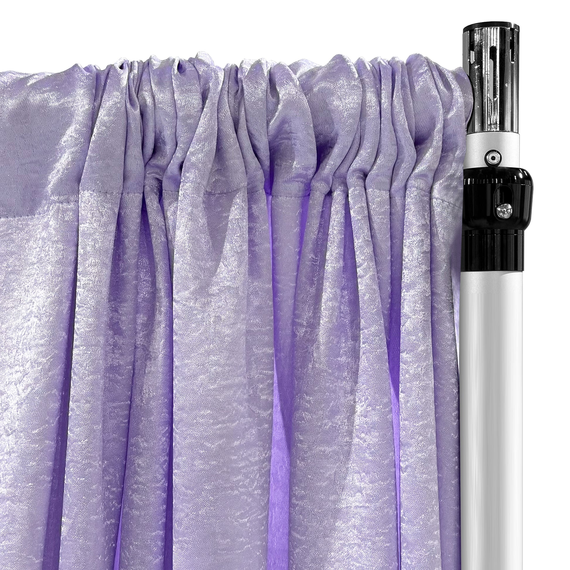 Crinkle Shimmer 10ft H x 52" W Drape/Backdrop Panel Lavender scrunched