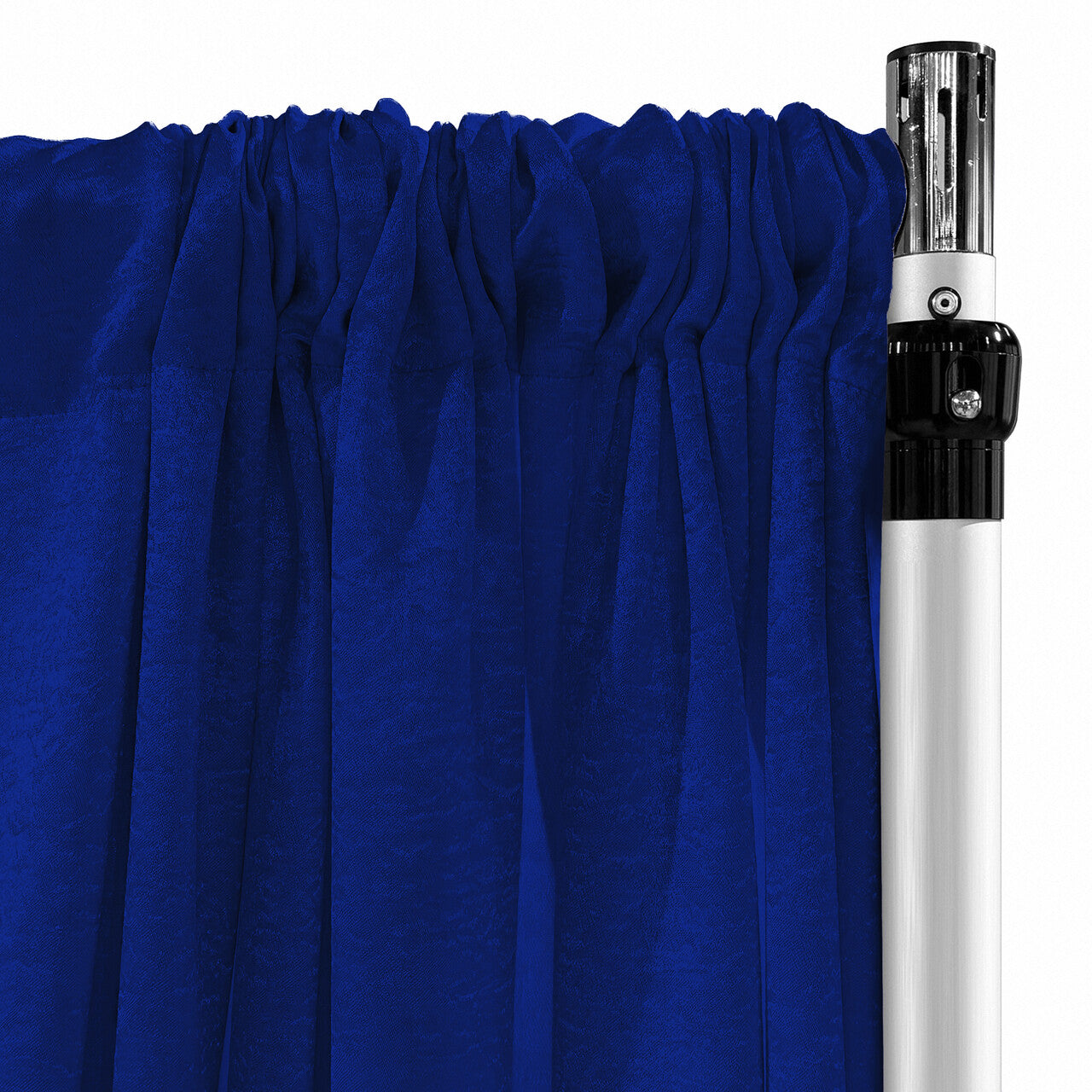 Crinkle Shimmer 10ft H x 52" W Drape/Backdrop Panel Royal Blue corner close up