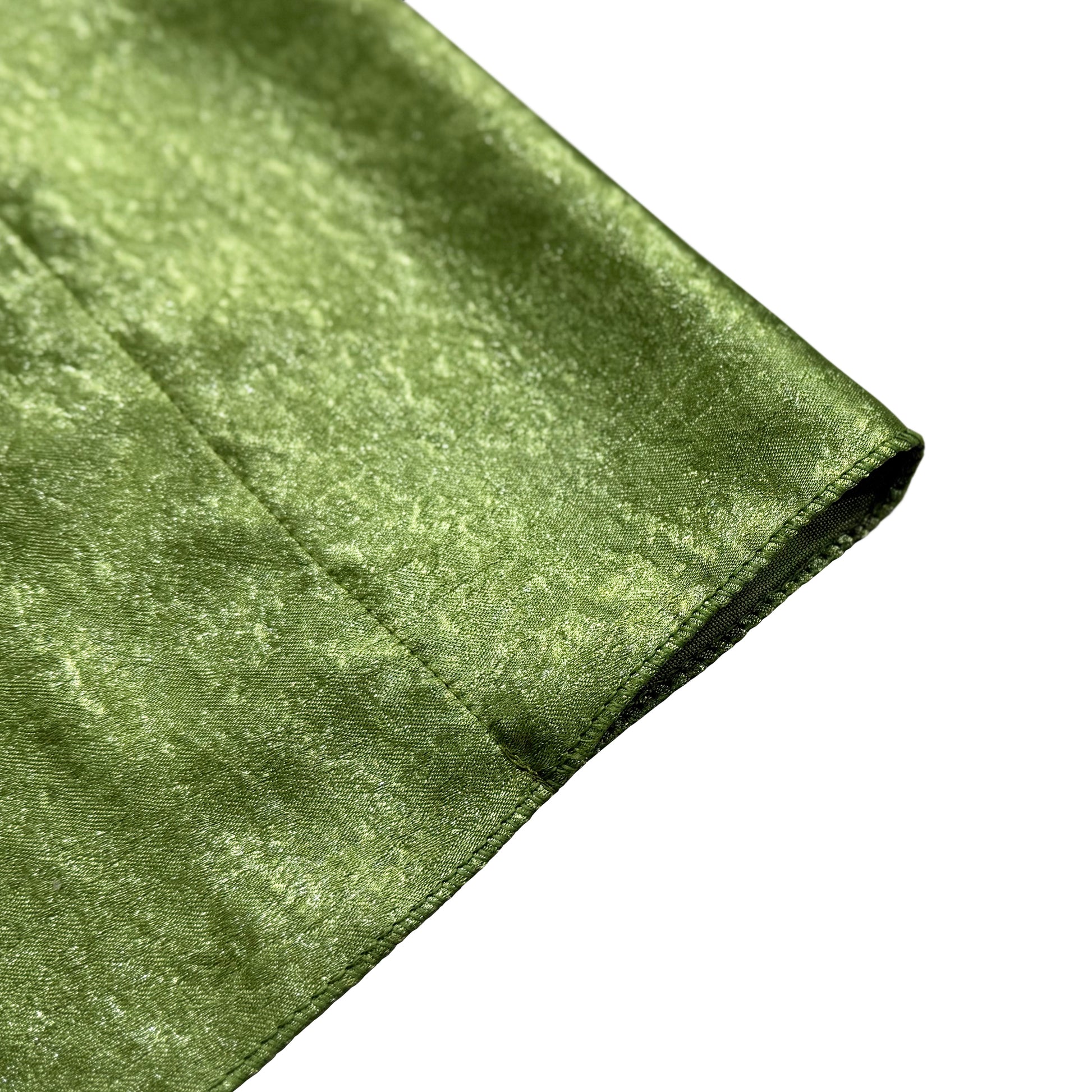 Crinkle Shimmer 12ft H x 52" W Drape/Backdrop Panel Willow Green pocket close up