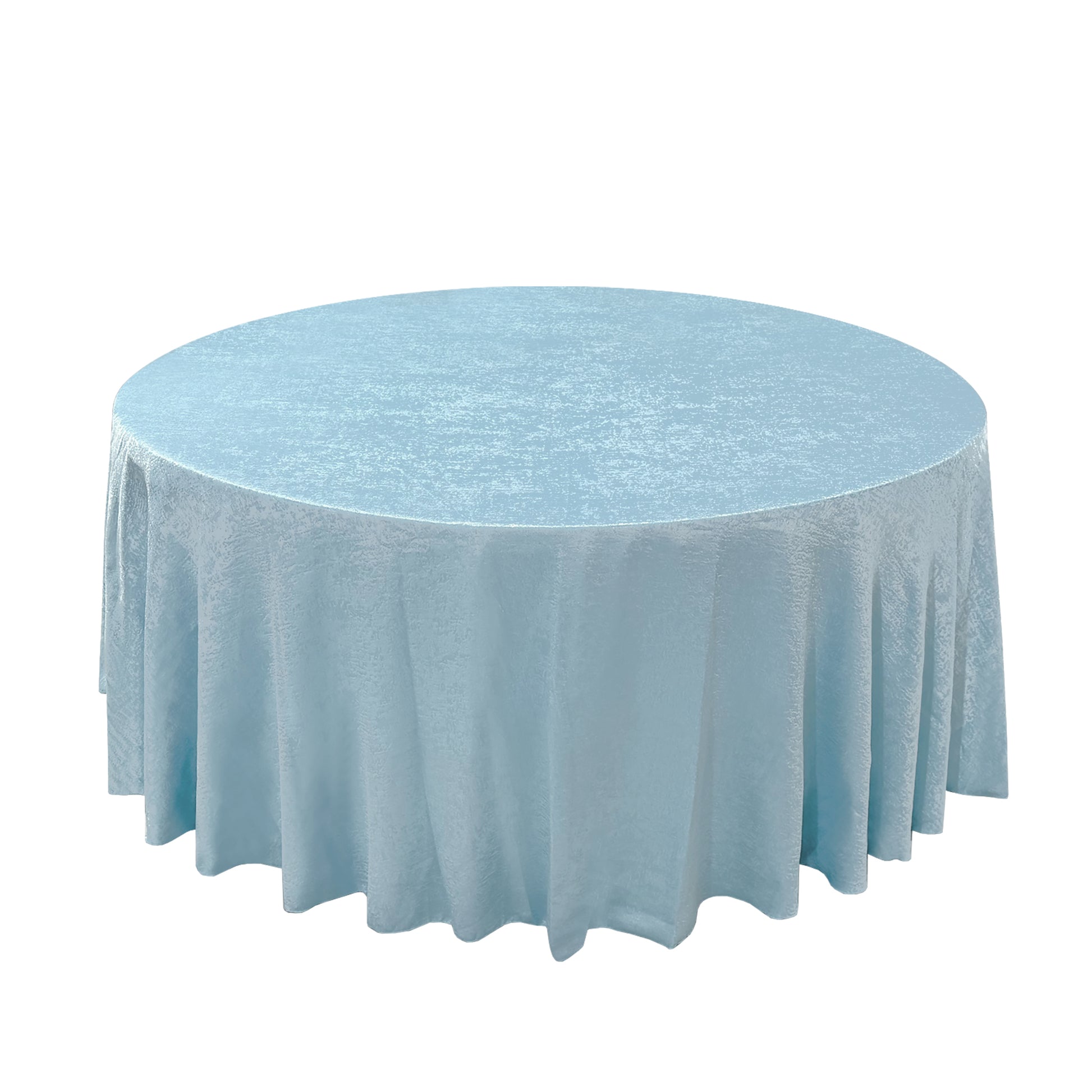 Crinkle Shimmer 120" Round Tablecloth Baby Blue front view