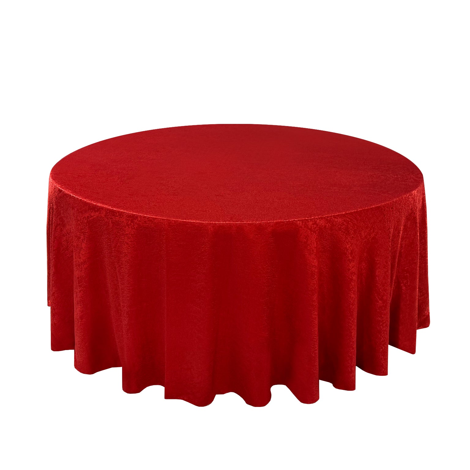 Crinkle Shimmer 120" Round Tablecloth Red full view