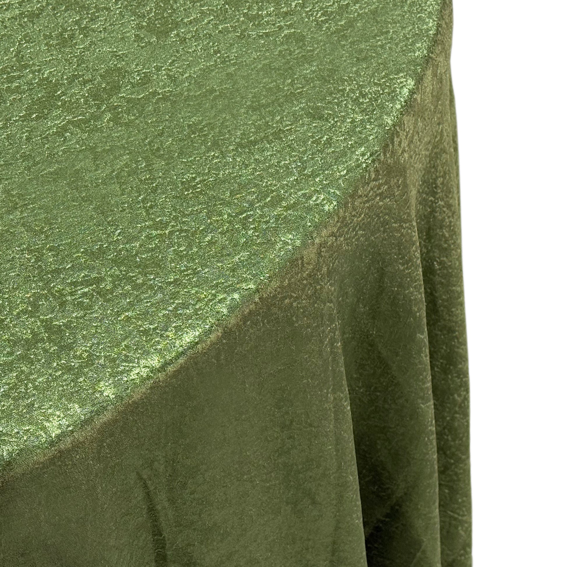 Crinkle Shimmer 120" Round Tablecloth Willow Green edge view