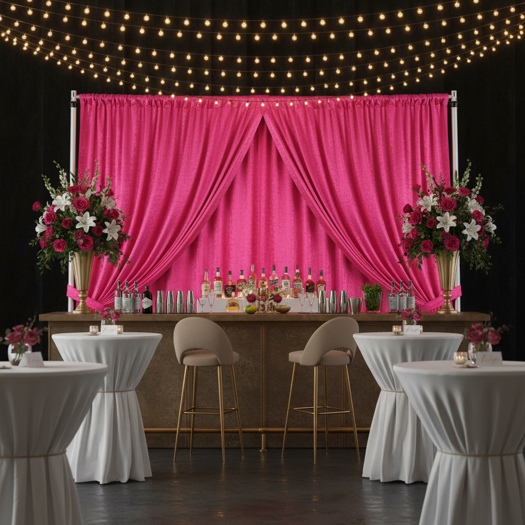 Crinkle Shimmer 12ft H x 52" W Drape/Backdrop Panel - Fuchsia