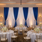 Crinkle Shimmer 12ft H x 52" W Drape/Backdrop Panel - Royal Blue for indoor wedding backdrop