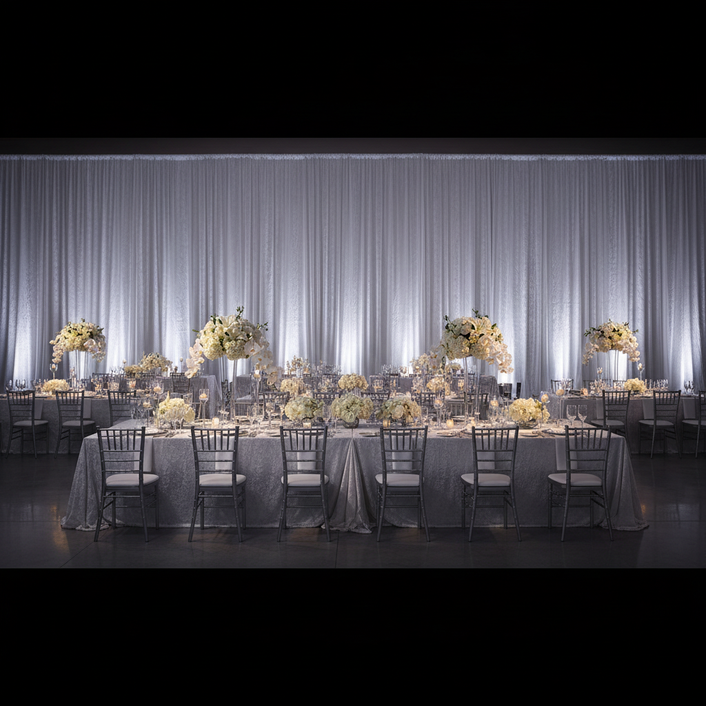 Crinkle Shimmer 12ft H x 52" W Drape/Backdrop Panel - White
