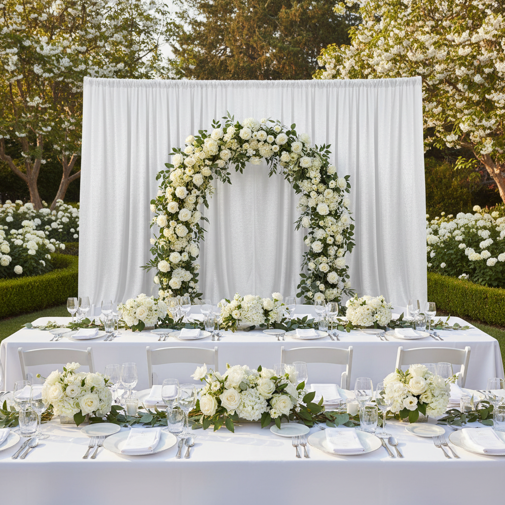 Crinkle Shimmer 12ft H x 52" W Drape/Backdrop Panel - White