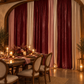 Crinkle Shimmer 12ft H x 52" W Drape/Backdrop Panel Burgundy anniversary drape setup