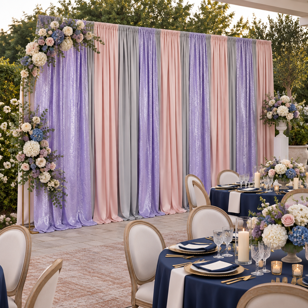 Crinkle Shimmer 12ft H x 52" W Drape/Backdrop Panel Lavender