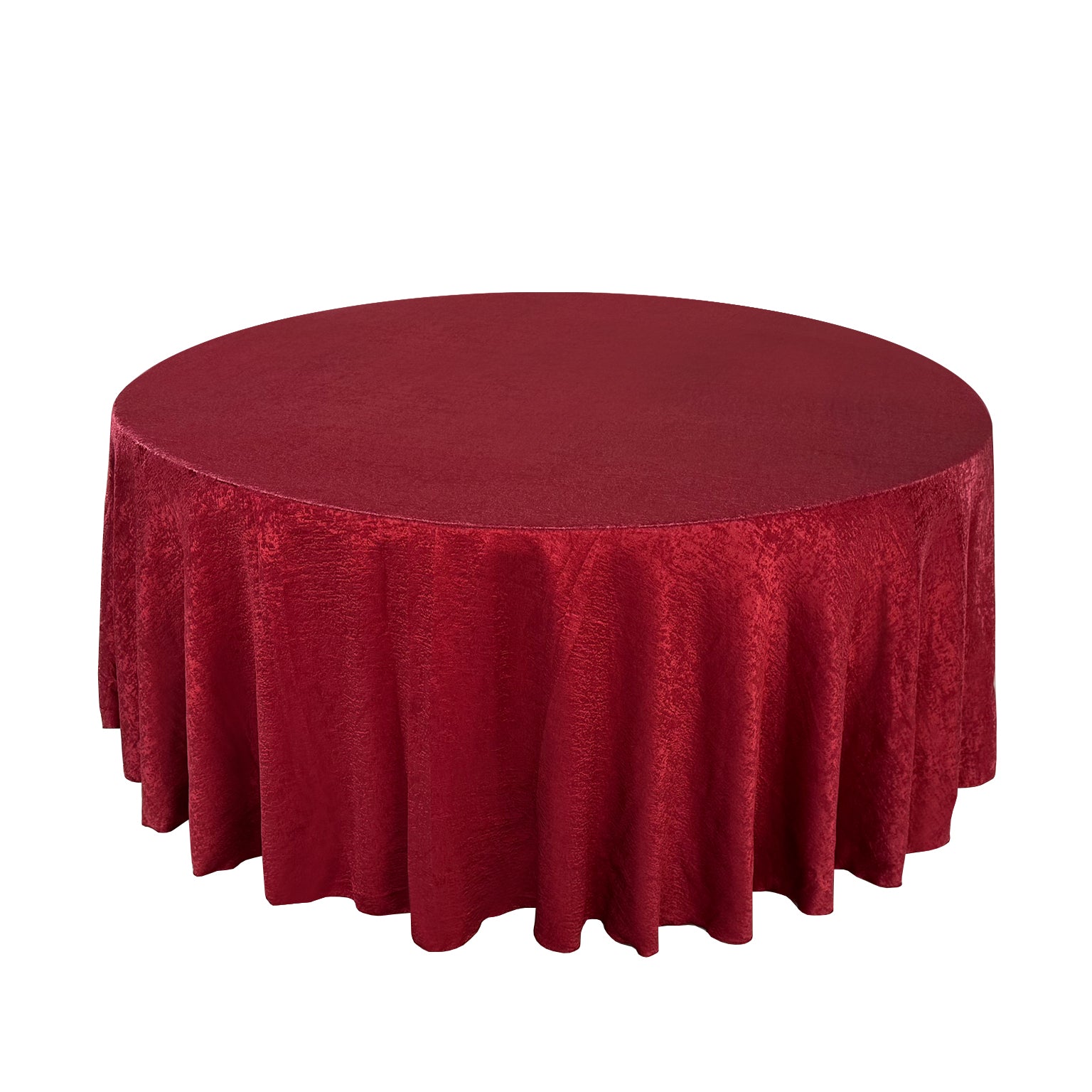Crinkle Shimmer 132" Round Tablecloth Burgundy full view