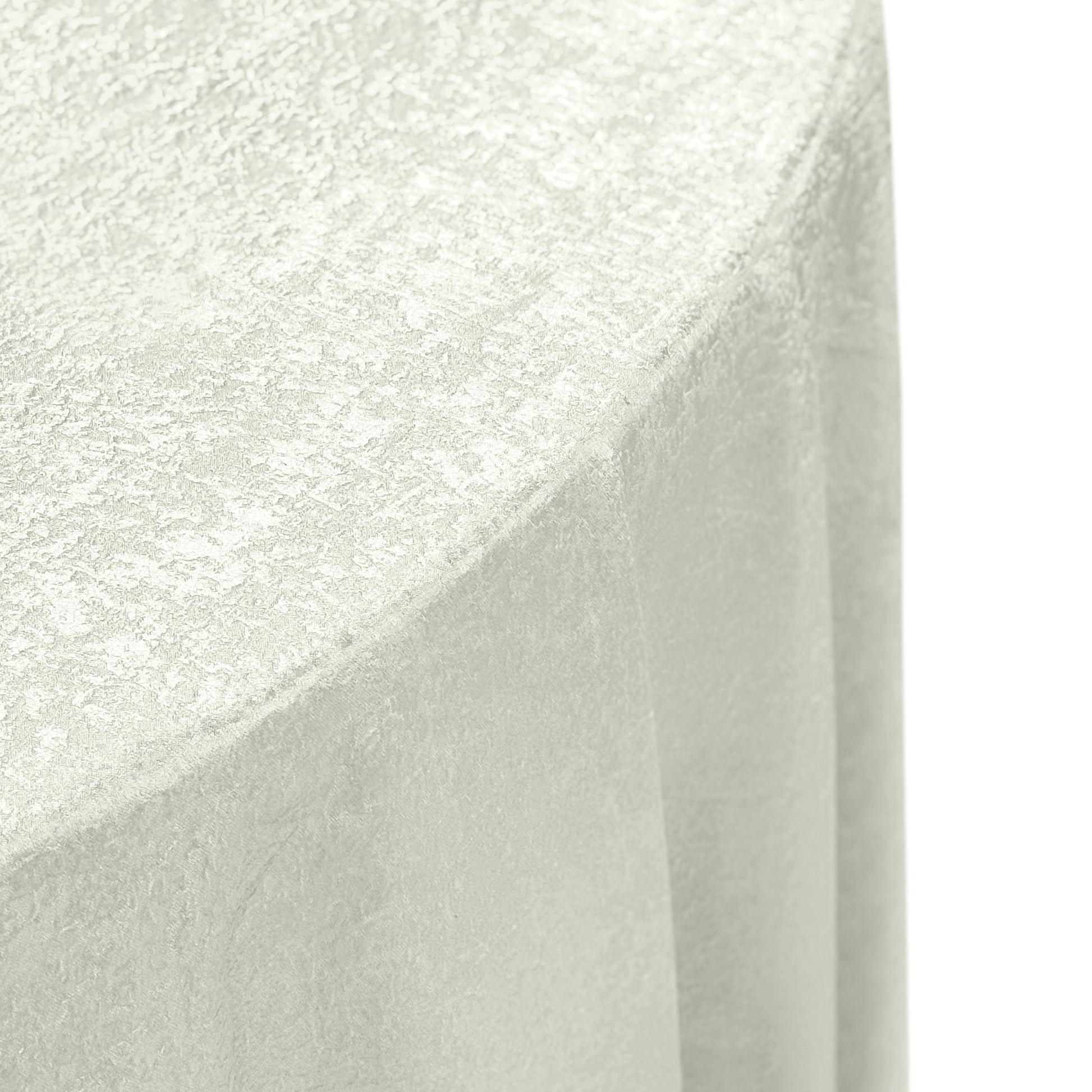 Crinkle Shimmer 132" Round Tablelcoth Ivory edge view