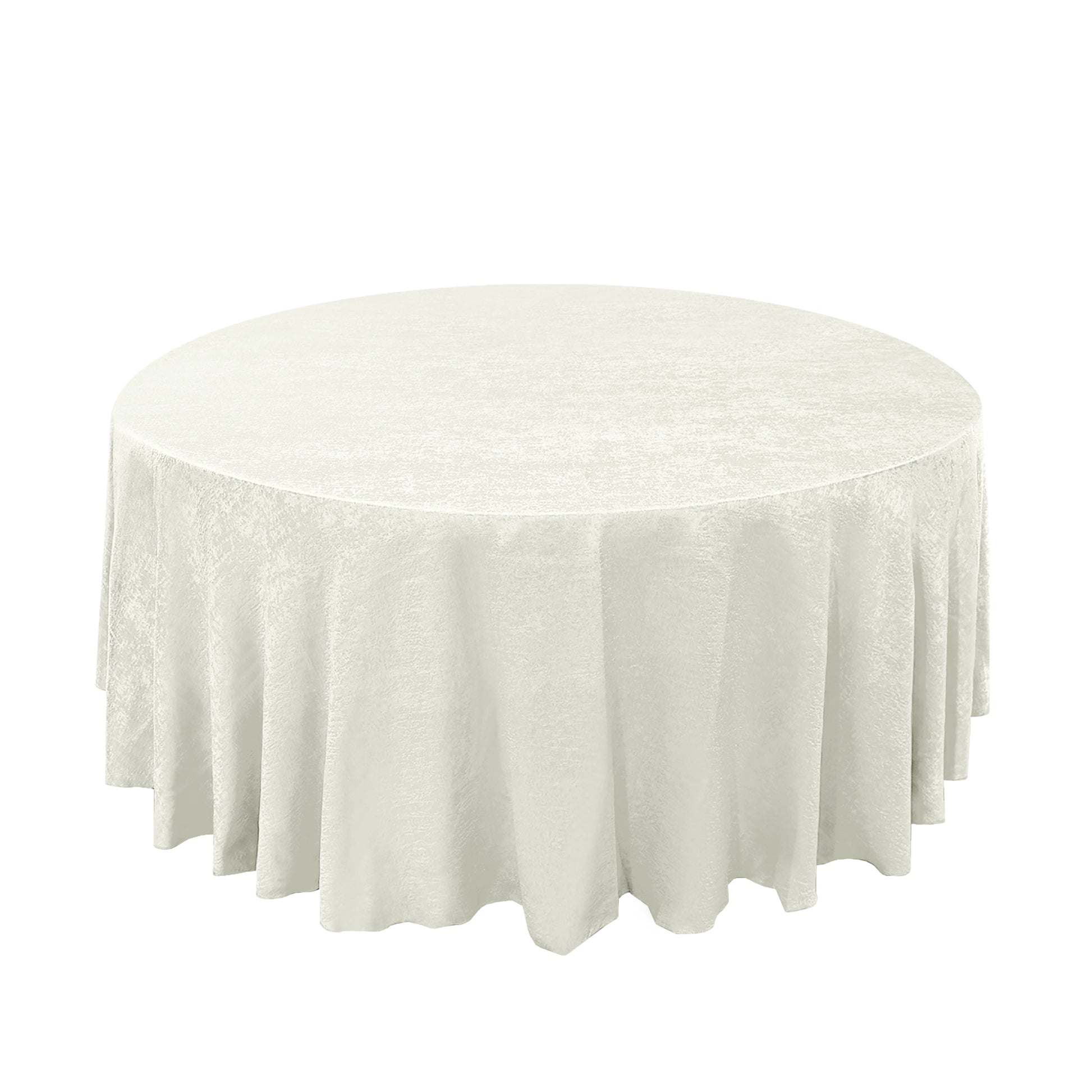 Crinkle Shimmer 132" Round Tablelcoth Ivory overivew