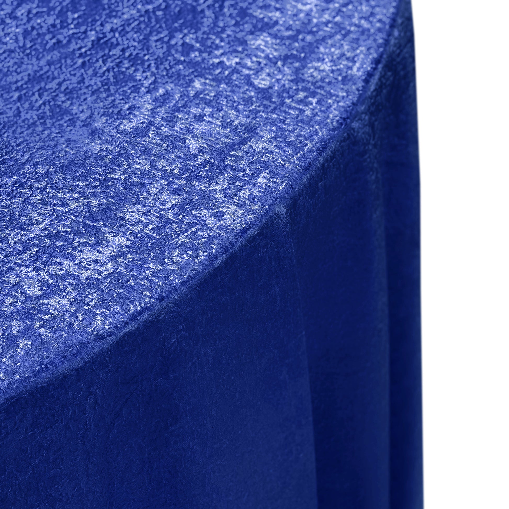 Crinkle Shimmer 132" Round Tablecloth Royal Blue edge view