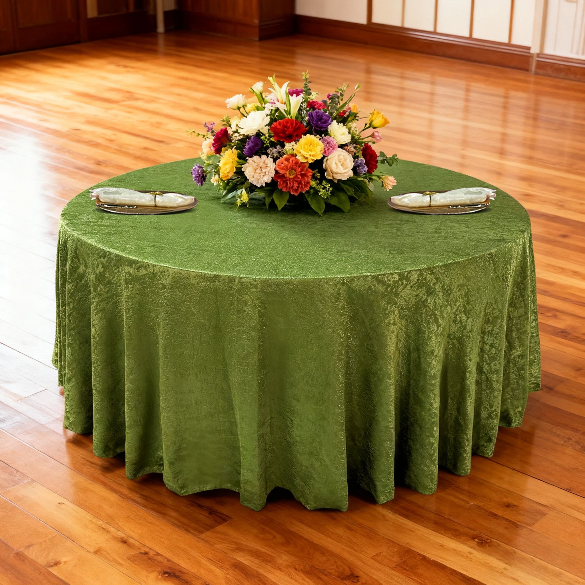 Crinkle Shimmer 132 Round Tablecloth Willow Green CV Linens crinkle-shimmer-132-round-tablecloth-willow-green-cv-linens