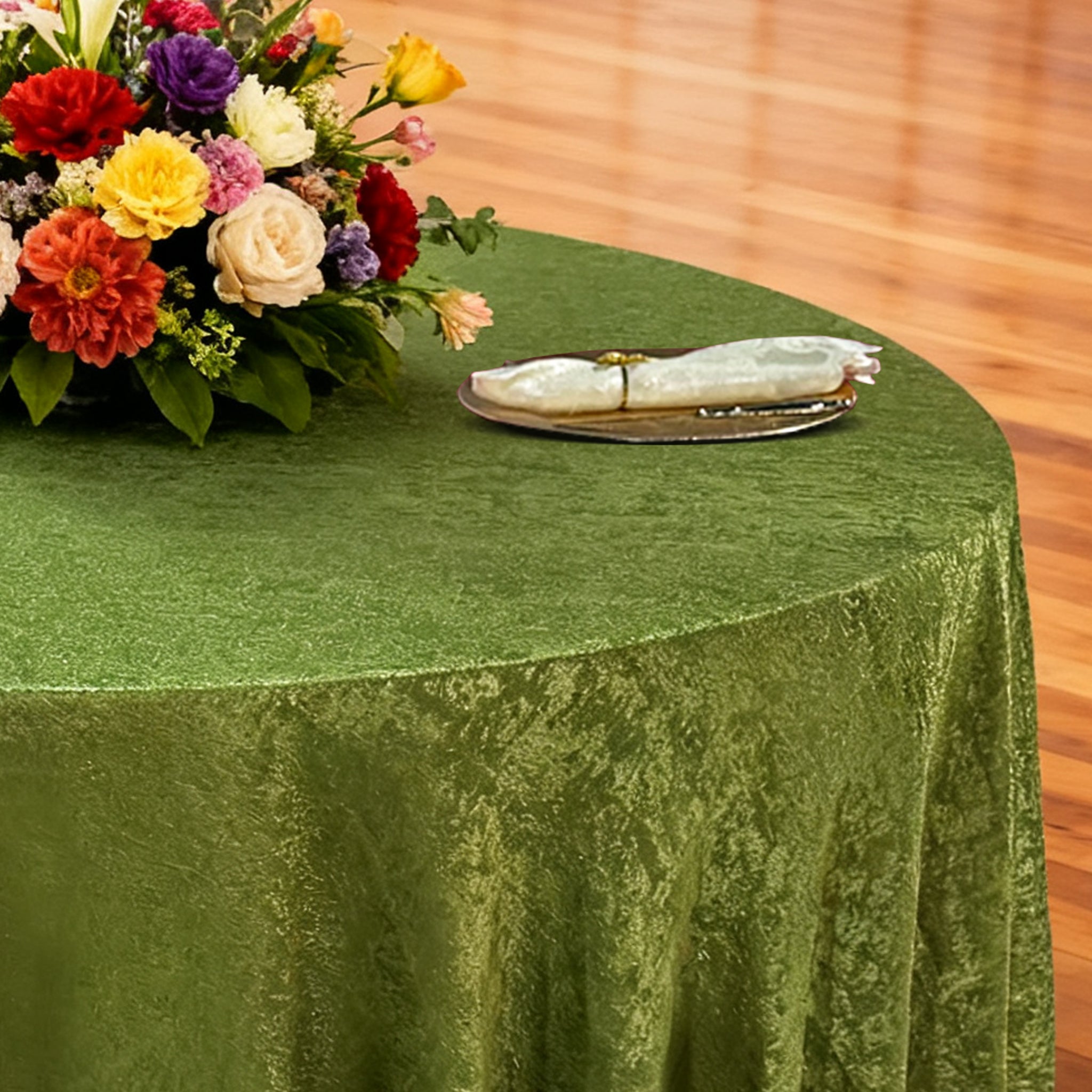 Crinkle Shimmer 132 Round Tablecloth Willow Green CV Linens crinkle-shimmer-132-round-tablecloth-willow-green-cv-linens