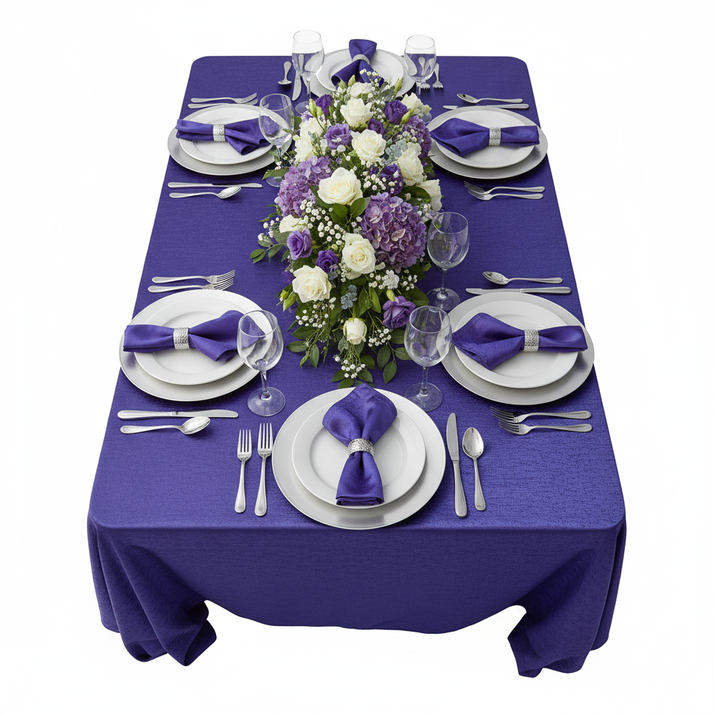 Crinkle Shimmer 90"x132" Rectangular Tablecloth Purple 