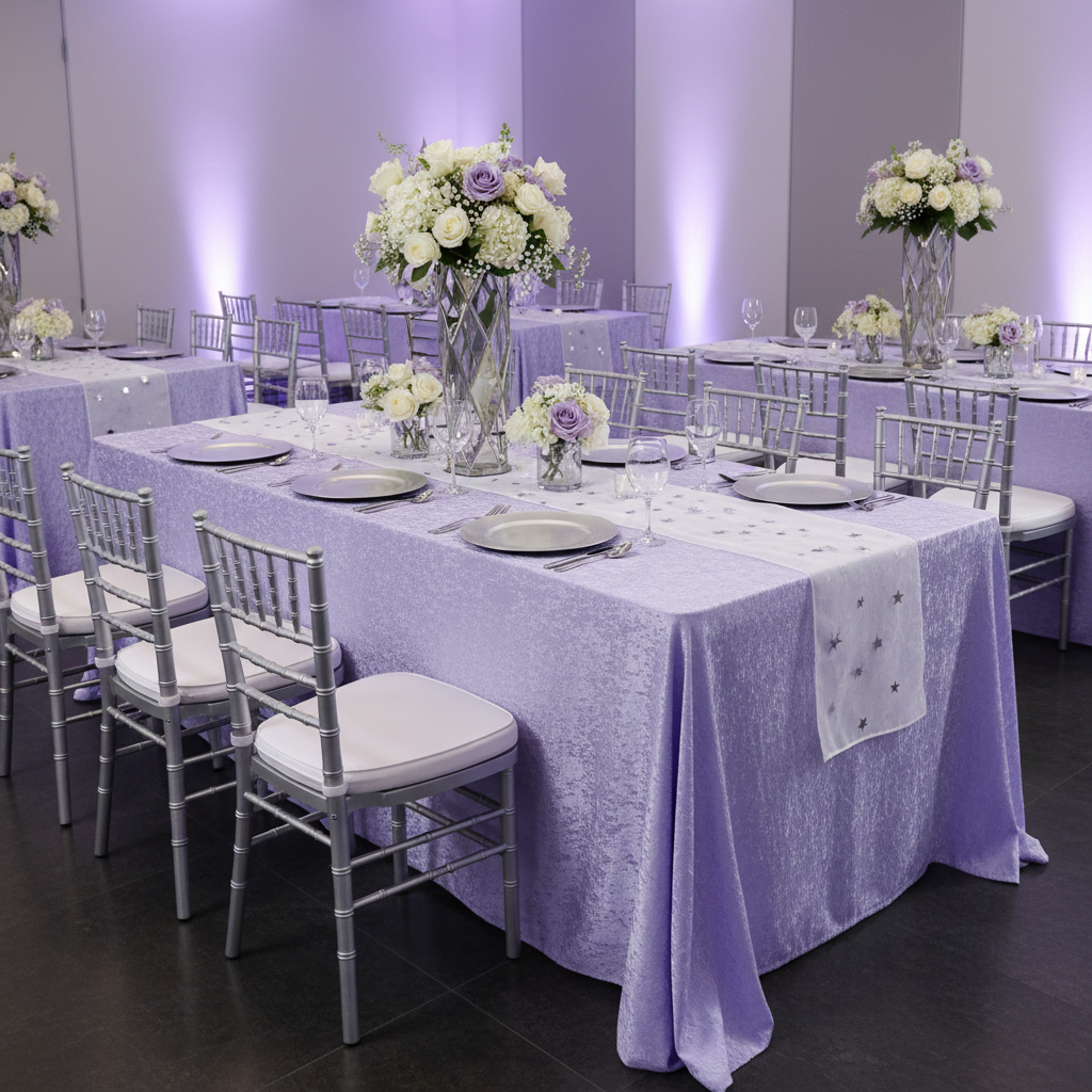 Crinkle Shimmer 90"x156" Rectangular Tablecloth - Lavender