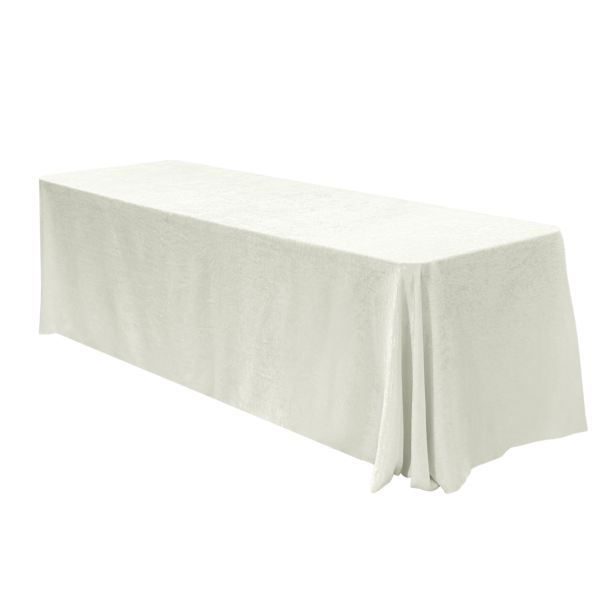 Crinkle Shimmer 90"x132" Rectangular Tablecloth Ivory angled view