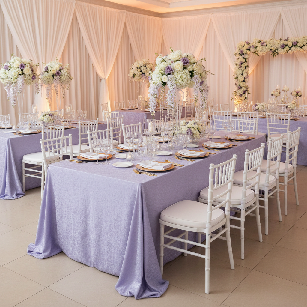 Crinkle Shimmer 90"x156" Rectangular Tablecloth - Lavender