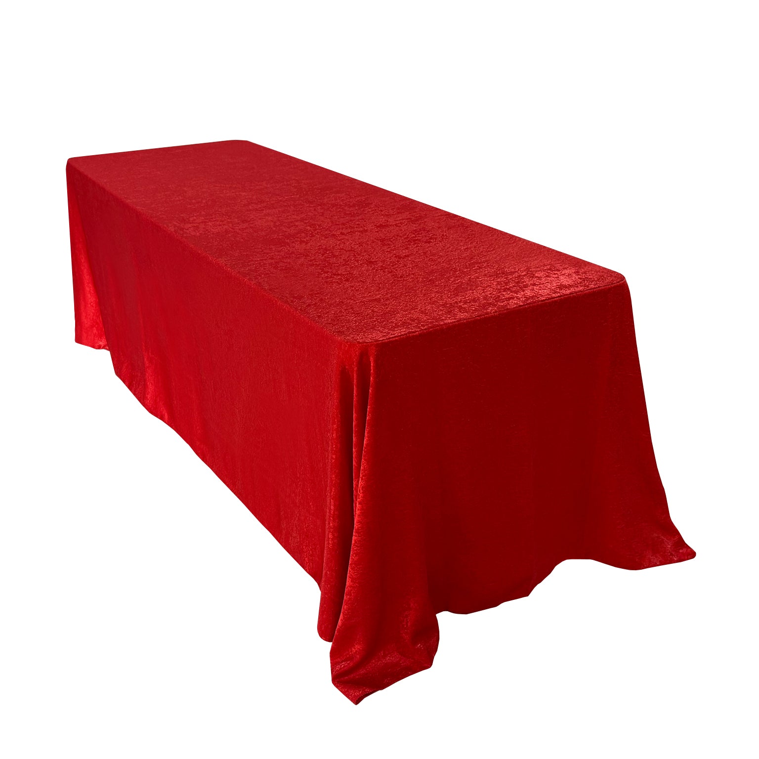 Crinkle Shimmer 90"x156" Rectangular Tablecloth Red angled view
