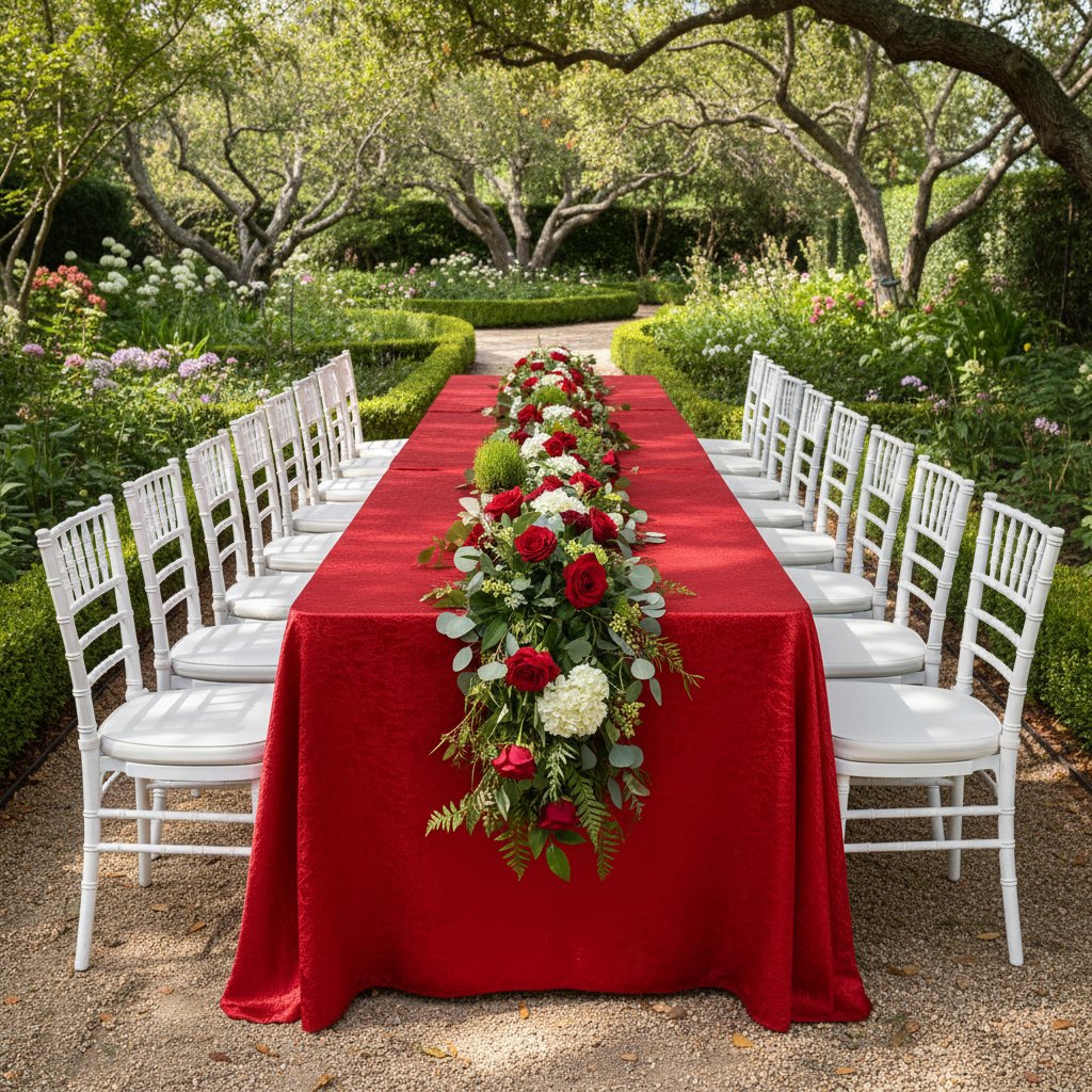 Crinkle Shimmer 90"x156" Rectangular Tablecloth - Red