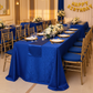 Crinkle Shimmer 90"x156" Rectangular Tablecloth - Royal Blue for indoor birthday setup