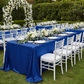 Crinkle Shimmer 90"x156" Rectangular Tablecloth - Royal Blue for outdoor garden wedding table setup