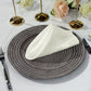5 pcs/pk Crinkle Shimmer Napkin 20"x20" - Ivory on top a charger plate and silverware