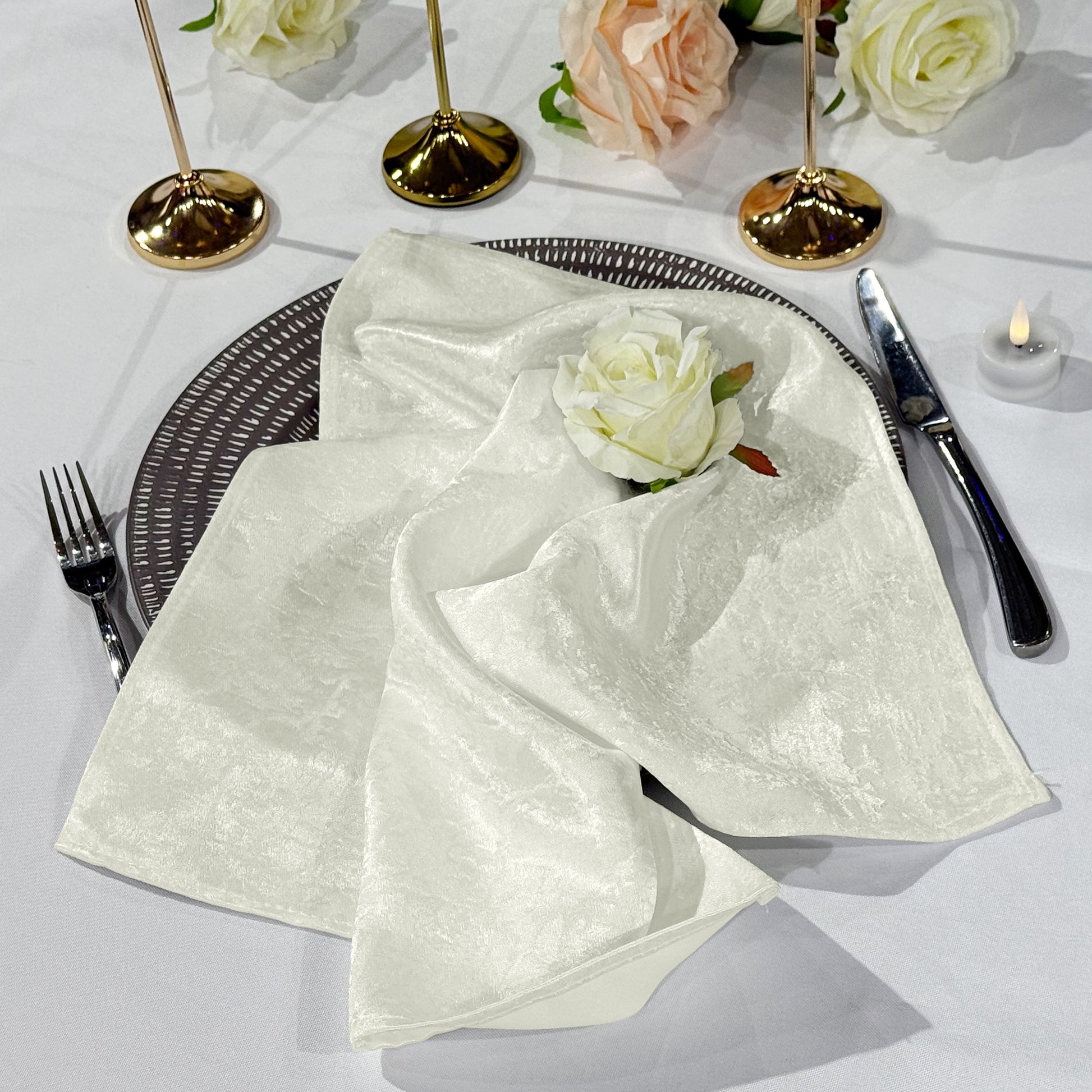 5 pcs/pk Crinkle Shimmer Napkin 20"x20" Ivory - CV Linens