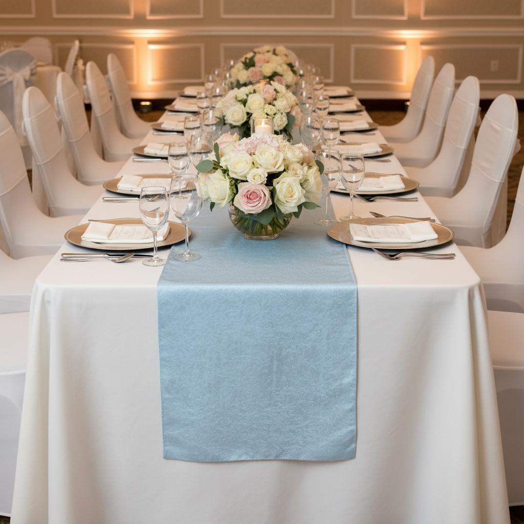 Crinkle Shimmer Table Runner - Baby Blue