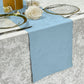 Crinkle Shimmer Table Runner Baby Blue over a silver velvet tablecloth