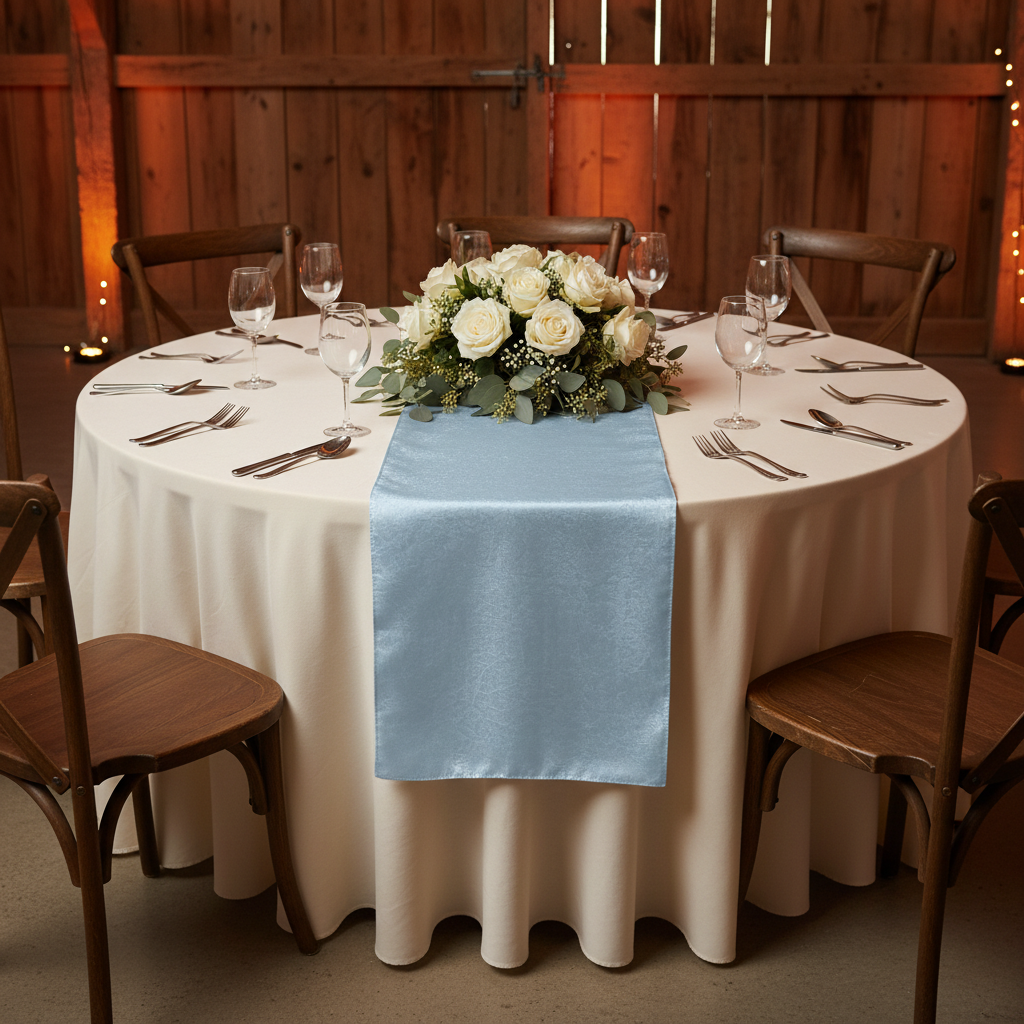 Crinkle Shimmer Table Runner - Baby Blue