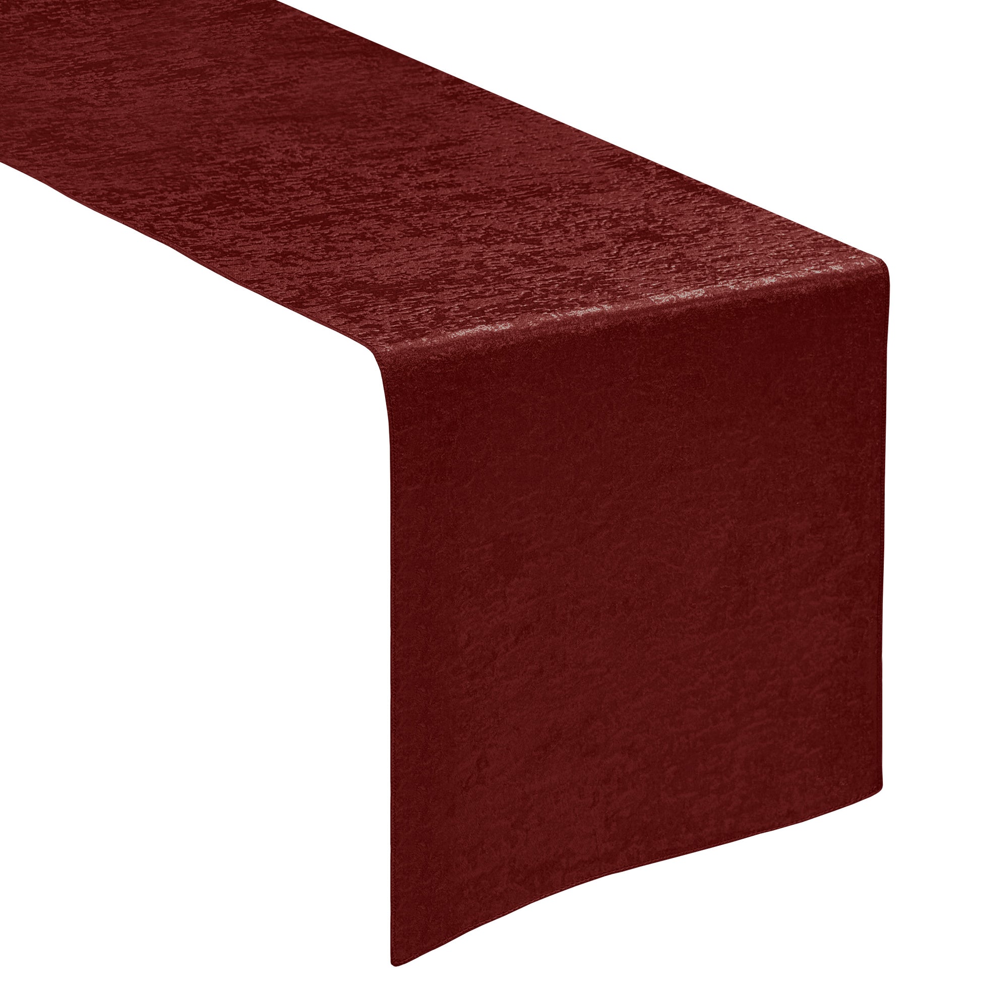 Crinkle Shimmer Table Runner Burgundy angled view