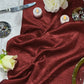 Crinkle Shimmer Table Runner Burgundy paired with LED tea lights, florals and silverware