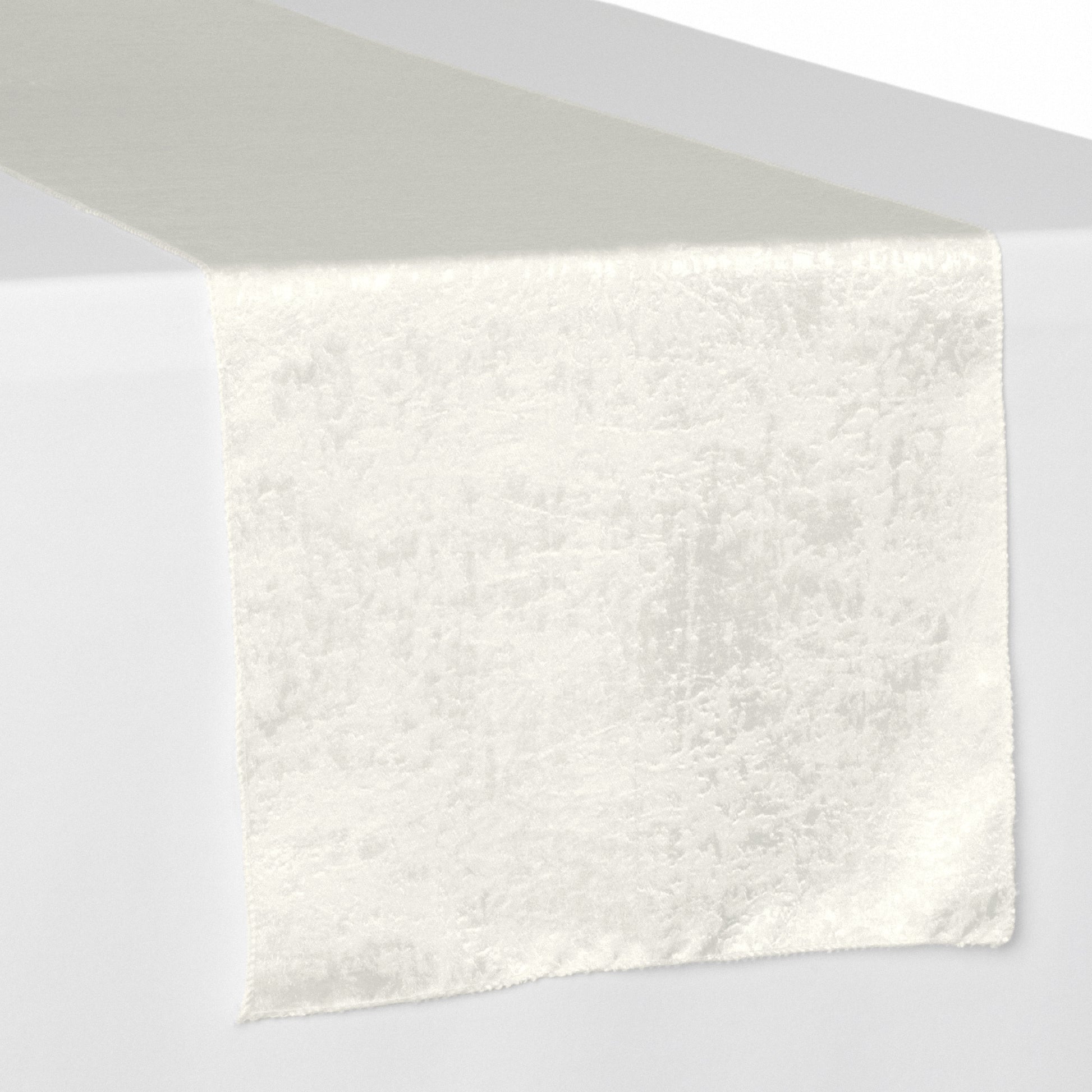 Crinkle Shimmer Table Runner Ivory front view
