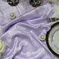 Crinkle Shimmer Table Runner Lavender paired with lLED tea light candles