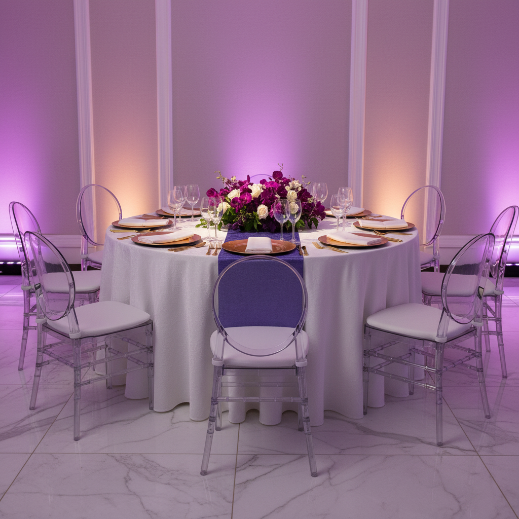 Crinkle Shimmer Table Runner Purple for Modern Anniversary