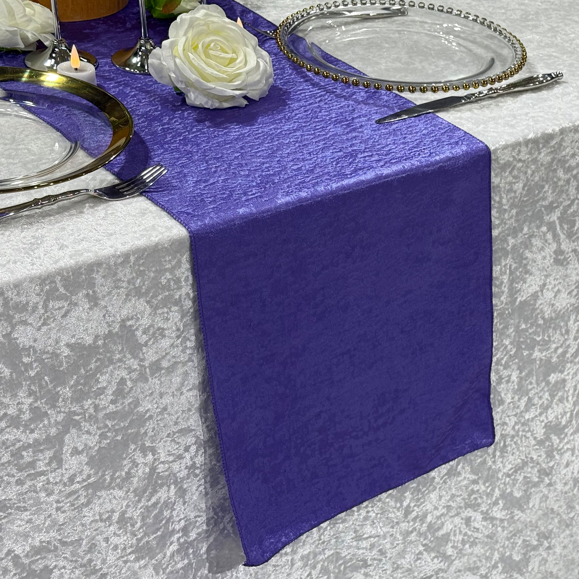 Crinkle Shimmer Table Runner Purple end view