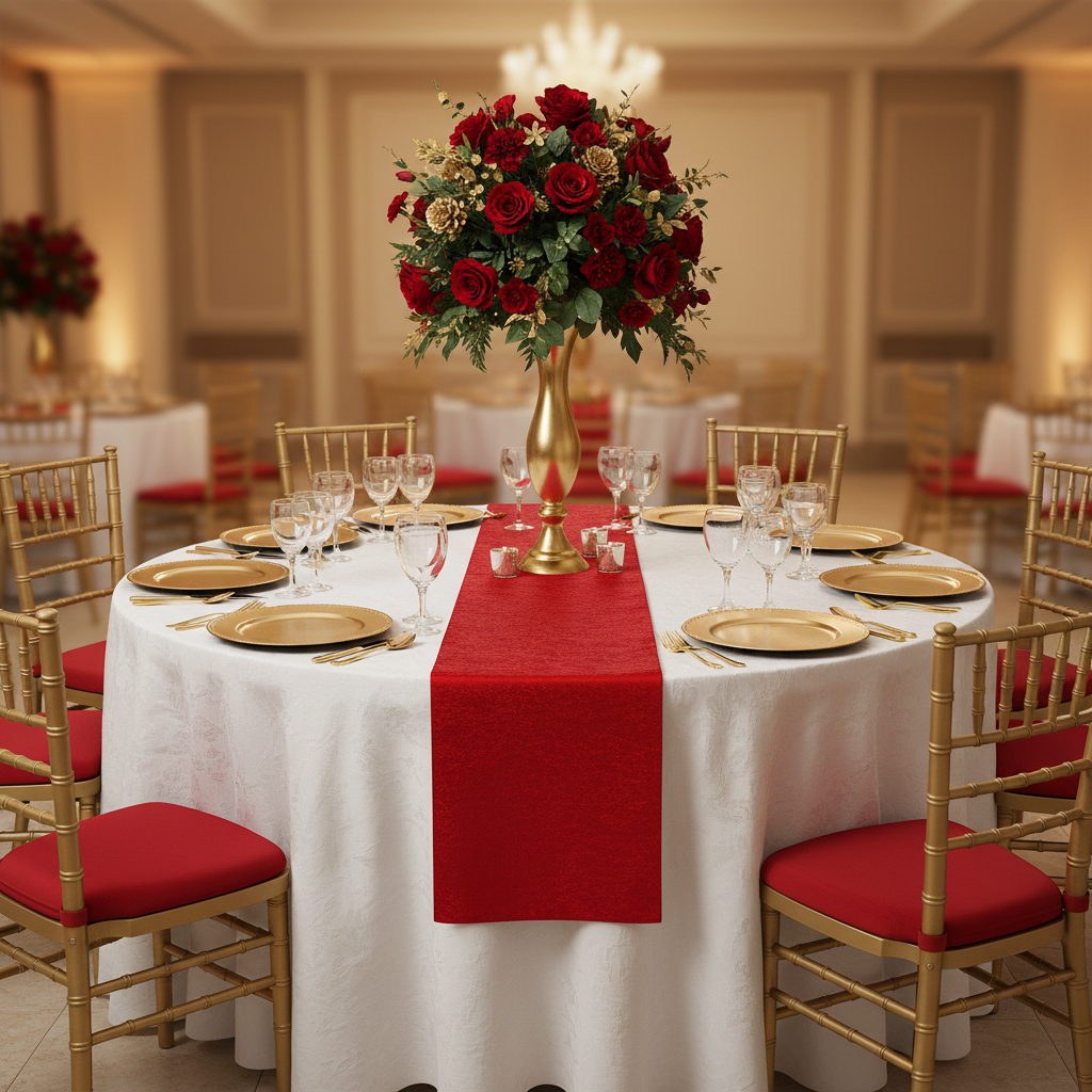 Crinkle Shimmer Table Runner - Red